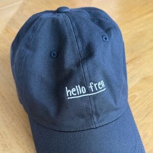 “hello fren” Navy Blue Adjustable Hat